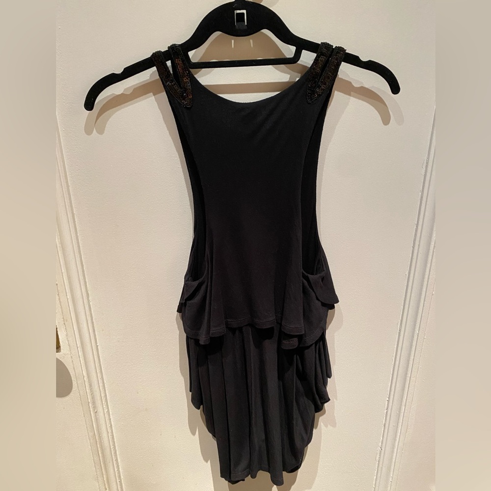 Vintage Free People Black Sleeveless Tiered Top